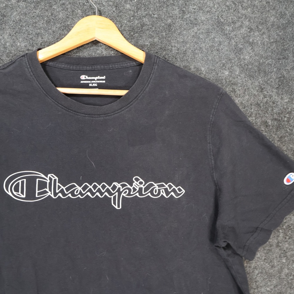 Champion T Shirt Mens XL Black Excellent Script Logo Graphic‎ Tee - Picture 8 of 12